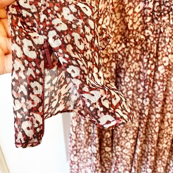 TED BAKER Vallyy Draped Cinched Waist Batwing Midi Dress Animal Print - Picture 6 of 13